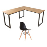 Mesa Industrial Mel L Escritório + Cadeira Eames Promoção