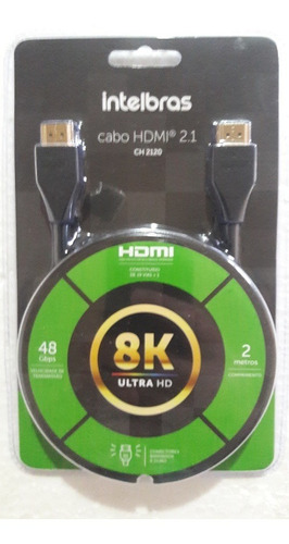 Cabo Hdmi Gold 2.1 8k Hdr 19p Ch 2120 2m Intelbras (blister)