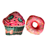 Par De Almofadas Cheias Cake Donuts Rosê/tiffany 40cm X 40cm