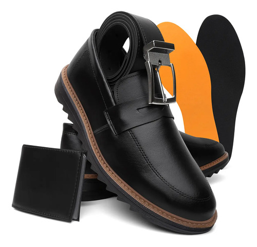 Kit Oxford Masculino Social Festa Preto + Carteira Cinto | Parcelamento sem juros