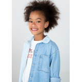 Camisa Jeans Metade Infantil Manga Longa Hering Kids