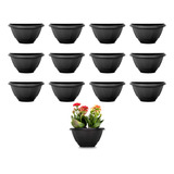 Vaso Meia Lua Preto Jardim Vertical 450 Ml Kit 12 Peças