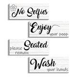 Bathroom Rules - Decoracion De Pared, 4 Paneles, Con Cita Di