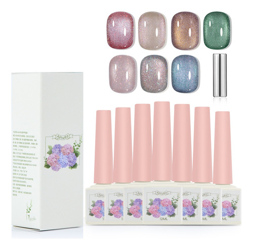 Esmalte De Uñas En Gel Para Ojos De Gato De 12ml, 7 Colores