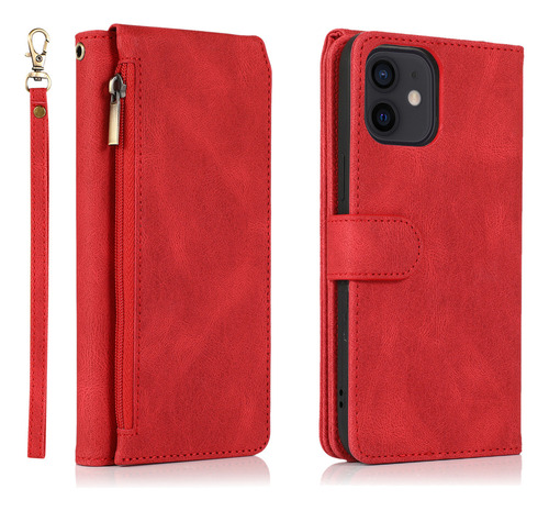 Capa De Cordão De Couro Adequada Para iPhone Com Zíper.