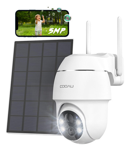 Camara De Vigilancia Seguridad Wifi 5mp Con Panel Solar 4dbi