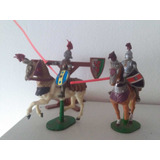 Lote 2 Soldaditos Britains Medieval 1992 Caballeros Caballos