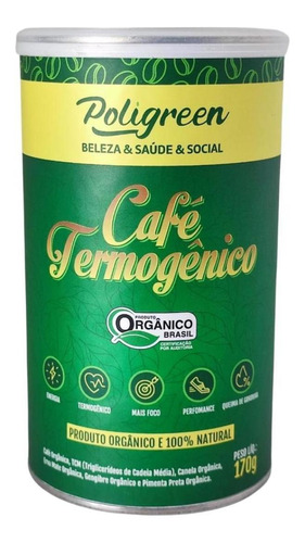 Café Termogênico Orgânico 170g Zero Acuçar 100% Natural