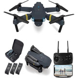 1 Drone E58 Com Câmera Hd Preta De 2,4 Ghz, 3 Baterias