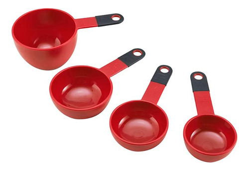 Conj 4 Xícaras Medidoras Clássicas Vermelho Preto Kitchenaid