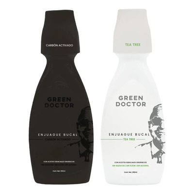 Green Doctor – Enjuague Bucal Natural - Carbón Activado y Árbol de Té – Ayuda a la Limpieza y Cuidado de las Encías – Sin Alcohol, Sin Flúor ni Parabenos – 250 ml c\u002Fu (2pk Tea Tree - Carbón Activado) | MercadoLibre