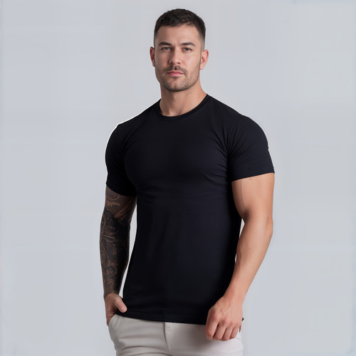 Camiseta Masculina Com Elastano Algodão Egipcio Lisa Basica