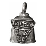 Pewter Motorcycle Gremlin Bell Triumph Triangle Cross Logo .