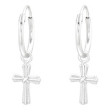 Argollas Con Cruz Colgante Aros De Plata 925 Hombre Mujer