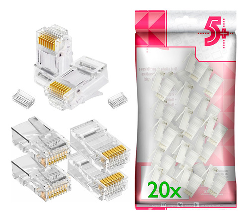 Conector Rj45 Cat 6 Pacote 20 Unidades C/ Guia - Chip Sce