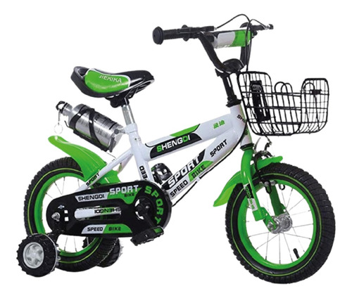 Bicicleta Infantil Lumax Aro 12 Verde Con Rueditas