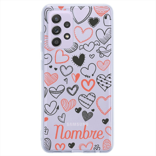 Funda Galaxy Antigolpes Corazones Personalizada Tu Nombre