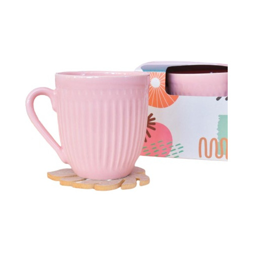 Taza Ceramica Grande Mug Jarro Trama Color Pastel 450ml Xl