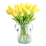 30 Flores Artificiales Tulipanes Para Decoracion Amarillos
