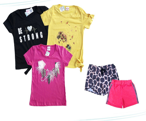 Kit 5 Peças Roupa Juvenil Conjunto Menina Verão Atacado