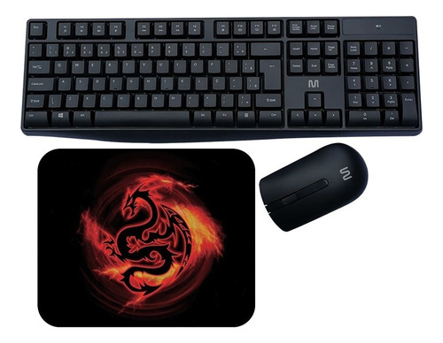 Kit Teclado E Mouse Sem Fio Mouse Pad Slim + Mousepad Gamer