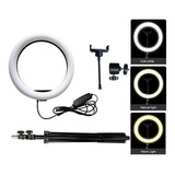 Ring Light Led Iluminador 26cm Completo + Tripé 2.1m