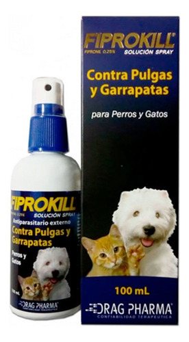 Fiprokill Spray Anti Pulgas Y Garrapatas 100ml Gatos Y Perro