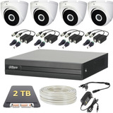 Kit Video Vigilancia 4 Cámaras Domo 5 Mp Dahua 2 Tb Baluns