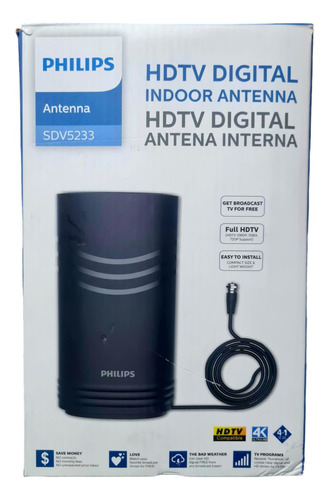 Philips Antena Hdtv Digital Full Hd Fácil Instalacion