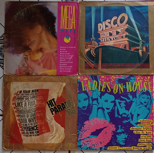 Lote C/4 Lp`s Mega Hits 4 + Disco Mix History + Hit Parade..