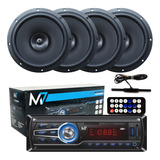 Radio Mp3 Blutuf Bt + 4 Auto Falantes 6 Polegadas + Antena