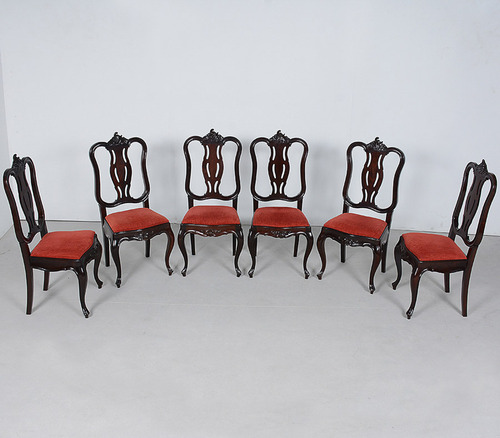 Conjunto 6 Cadeira Antiga Luis Xv Jacaranda