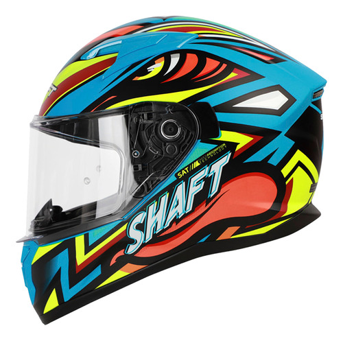 Casco Para Moto Sh522 Atom Azul Mate Amarillo Talla Xl Shaft