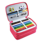 Lapicera Organizador Estuche 72 Lapices Colores Divisiones Color Rosa