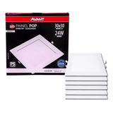 Kit 10 Painel Pop Avant Embutir Quadrado 6500k 24w 30x30 Biv Cor Branco 110v/220v