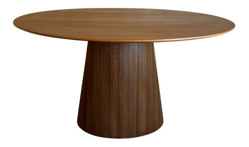 Mesa De Jantar Cone Oval 160x90 Lamina Em Madeira Escura 