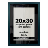 Moldura 20x30 Paspatur Quadro Preto Acetato Retrato Quarto