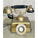 Teléfono Antiguo De Mesa Bronce Original Con Caja 