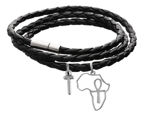 Pulsera Cruz Ankh Mapa África Dije Egipcio Letra Inicial