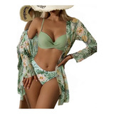 .. Conjunto Moda Praia Feminino Kimono + Biquini Levanta