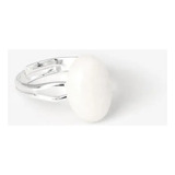 Anillo De Mujer Regulable Piedras Naturales Jade Blanca