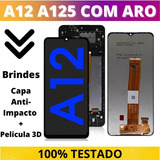 Tela Frontal Display Touch A12(a125) C/aro +película 3d+capa