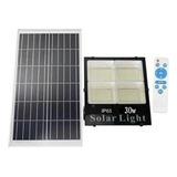 Foco Solar 30w Proyector + Panel Solar + Control Luz Fria