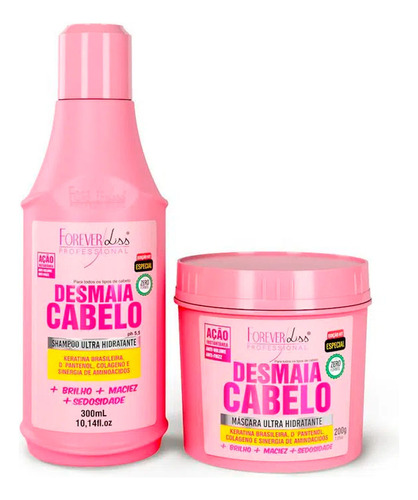 Kit Especial Desmaia Cabelo Forever Liss Shampoo E Máscara