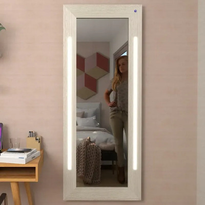 Espejo De Madera Cuerpo Completo Led Luz Neutra Touch Marco Artiko | Meses sin interés