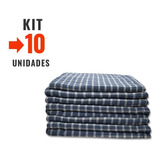 Kit C 10 Pano Chão Quadriculado Excelente Absorção Cor Azul