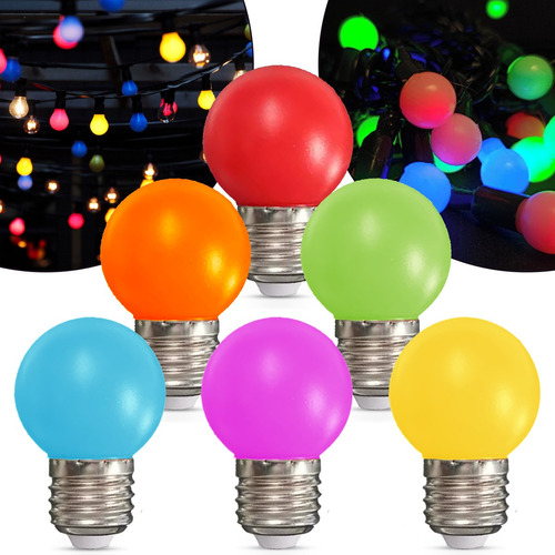 5lampadas Bolinhas Led 1w Colorida 110v Ou 220v Abajur Festa