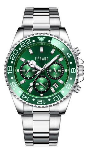 Reloj Feraud Hombre Acero Cronografo Verde Fecha F5568 Gslv