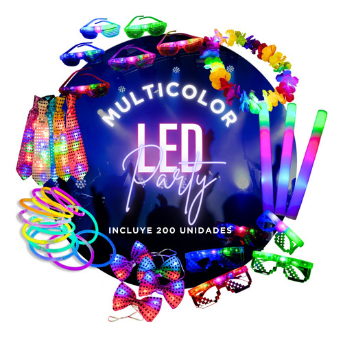 Combo Luminoso Led Premium Cotillon Souvenirs 100 Personas