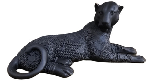 Pantera Negra Sentada Escultura Decoração Leopardo